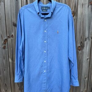 RALPH LAUREN Blue Yarmouth Pinpoint Cotton Oxford Shirt Vintage XL 17-34